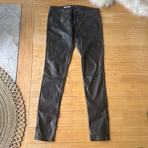AG super skinny oil cloth/coated jeans